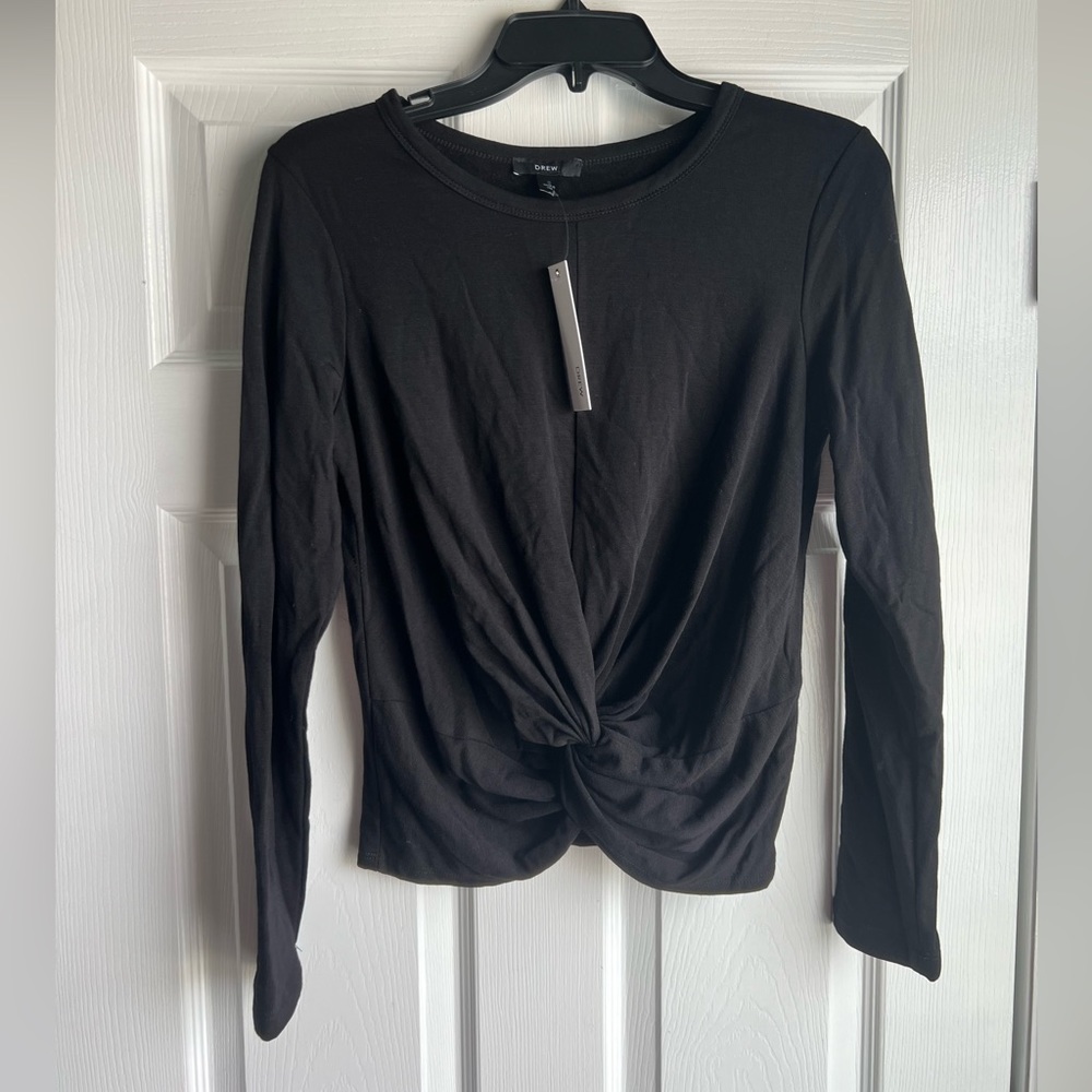 Drew Women’s twist knot front Top Black sz S NWT